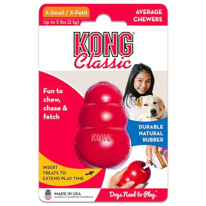 KONG Classic Stuffable Dog Toy - Fetch & Chew Toy for Dogs - Treat-Filling Capabilities & Erratic Bounce for Extended Play Time - Durable Natural Rubber Material - for Extra Small Dogs - size: X-Small