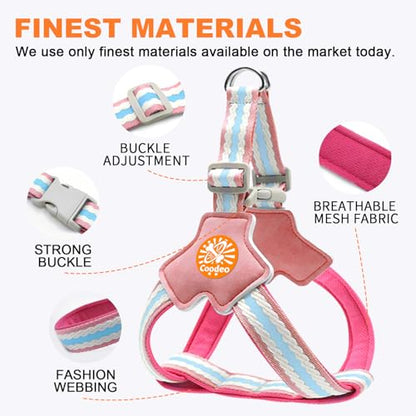 COODEO Anti-Pull Dog Harness with Reflective Strips & Breathable Padding & Anti-Escape Design, Quick Adjustable Dogs Training & Walking (Pink, XS) - color: Pink, size: XS