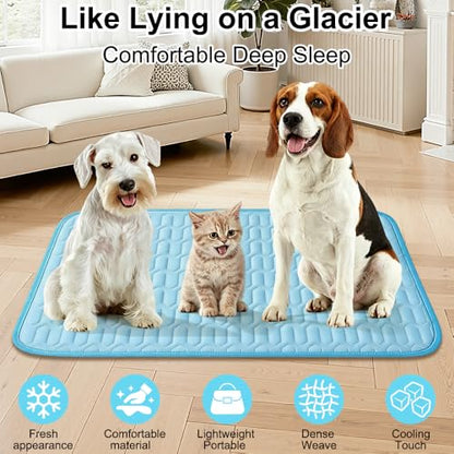 Quimoy Dog Cooling Mat 59"x39",Waterproof Pet Cooling Pad | Dog Cooling Pad with Chill Cold Fiber(Q-Max>0.4), Non-Slip Washable Summer Coolings Mat for Lager Dogs - size: 59”x39”