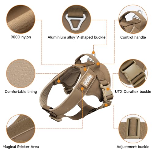 EXCELLENT ELITE SPANKER Tactical Dog Harness Patrol Harness Service Dog Vest Military Dog Vest Working Dog Vest with Handle(Coyote Brown-S) - color: Coyote Brown, size: S-(23.5 - 29.5")