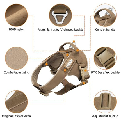 EXCELLENT ELITE SPANKER Tactical Dog Harness Patrol Harness Service Dog Vest Military Dog Vest Working Dog Vest with Handle(Coyote Brown-S) - color: Coyote Brown, size: S-(23.5 - 29.5")