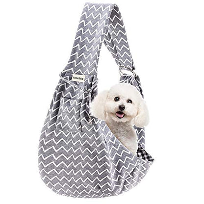 FDJASGY Small Pet Sling Carrier-Hands Free Reversible Pet Papoose Bag Tote Bag with a Pocket Safety Belt Dog Cat for Outdoor Travel (Gray Stripe) - color: Adjustable Gray Stripe