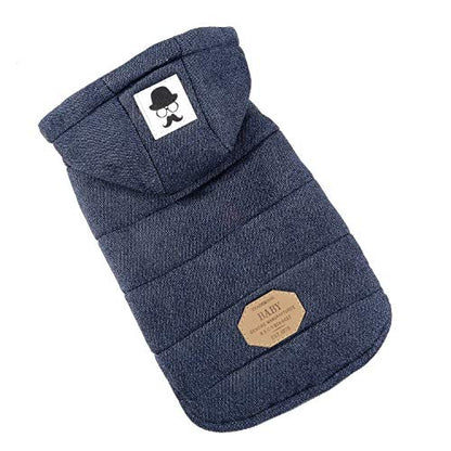 Fleece Dog Hoodie Winter Coat for Small Boy Dog Cat Puppy Cotton Hooded Jacket Chihuahua Clothes Blue XXL - color: Blue, size: XXL