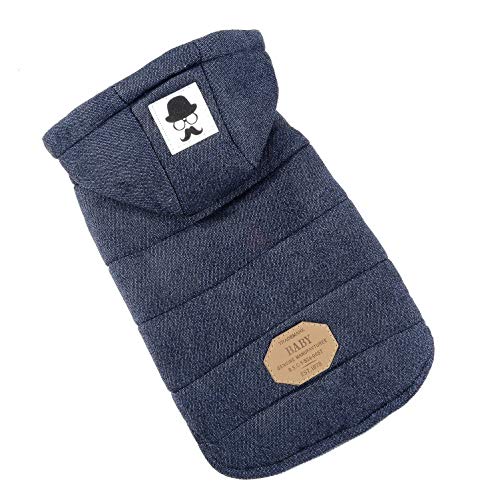 Fleece Dog Hoodie Winter Coat for Small Boy Dog Cat Puppy Cotton Hooded Jacket Chihuahua Clothes Blue L - color: Blue, size: L