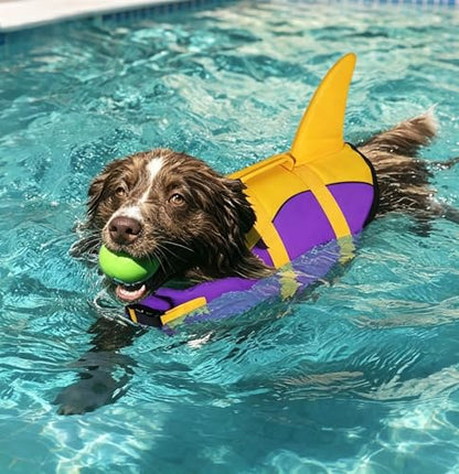 Dog Life Jacket with Removable Neck Float High Buoyancy Adjustable Pet Swim Vest with Rescue Handle for Swimming Boating (Yellow, XX-Large) - color: Yellow, size: XX-Large