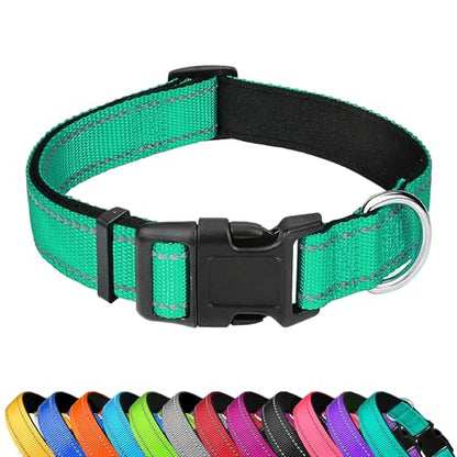 Reflective Dog Collar, Adjustable Soft Neoprene Padded Nylon Pet Collars with Buckle for Puppy and Small Dogs, Cats, Grass Green,XS - color: Grass Green, size: X-Small
