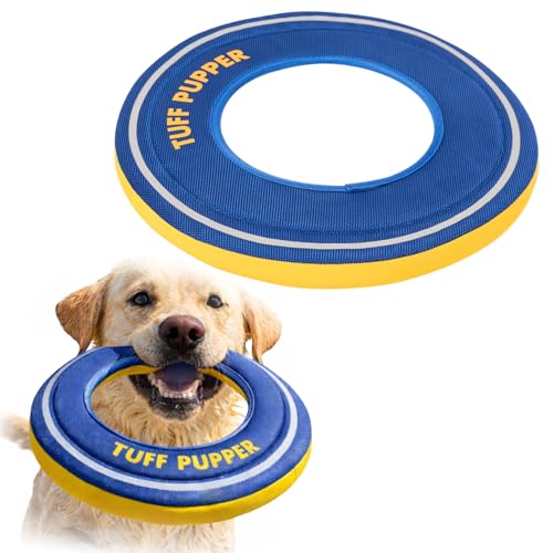 Tuff Pupper Floating Dog Frisbee Toy | Fetch Only Not a Chew Toy | Soft Foam Fetch Disc | High-Visibility Water & Snow Play | Gentle on Teeth | Lightweight Durable Outdoor Flying Toy - color: Floating Ring Toy