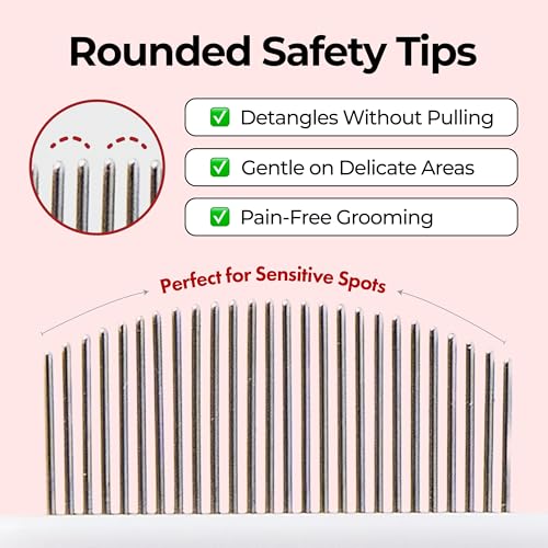 JAYU PET Facial Grooming Comb - Dog Eye Combs, Stress-free Tear Stain Remover for Dogs & Cats, Pet Facial Brush, Cat Grooming Kit, Stainless Steel Deshedding Comb (2ea) - size: 2ea