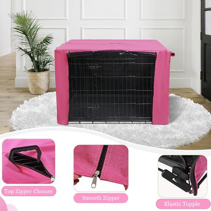 HiCaptain Breathable Dog Crate Cover 30 Inch, Durable Heavy Duty Kennel Cover, Dual Zippered Panels, Windproof Waterproof UV-Resistant(Pink) - color: Pink, size: 30.0"L x 19.0"W x 21.0"H