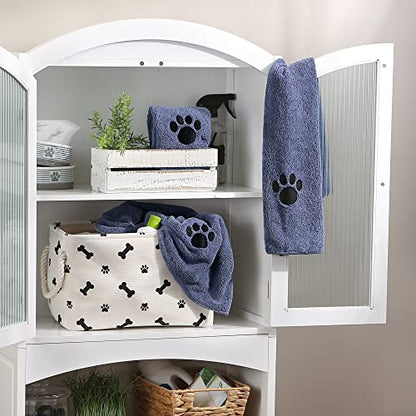 Bone Dry Pet Grooming, Embroidered Microfiber Towel Drying Collection, 15x30, Stonewash Blue - color: Stonewash Blue, size: 15x30"