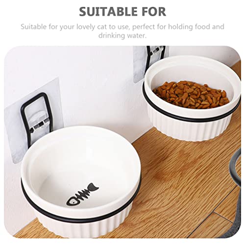 VILLCASE Pet Hanging Food Basin Rack 3-Pack Self-Adhesive Wall Brackets 4.92X4.92X2.75In Elevated Feeder for Cats and Small Dogs No Spill Dog Bowl Holder