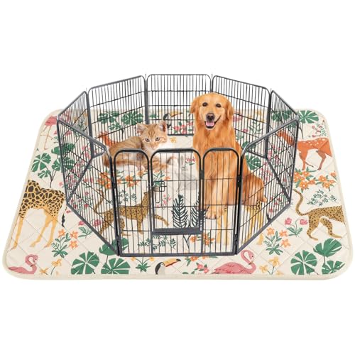 IEUUMLER Washable Pee Pads for Dogs, 1 Pack Forest Pattern Reusable Waterproof Puppy Pads, Non-Slip Super Absorbent Dog Training Pad for Playpen Crate Bed EU013 Beige Jungle, 48x48 - color: Beige Jungle, size: 48x48 inch - 1pc