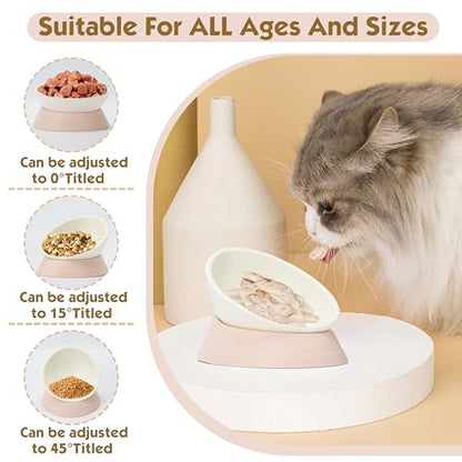 French Bulldog Food Bowl- Slanted Tilted Pug Food Water Bowl,Cat Bowl- Feeder for Frenchie/Shih Tzu/Flat Faced Small Dogs/Puppies/Cats (Lightpink, 4 Cup) - color: Lightpink, size: 4 Cup