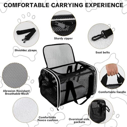 Cat Carrier, Soft-Sided Pet Carrier Bag, Breathable Mesh, Black (White, 20 * 13 * 13) - color: white, size: 20.0"L x 13.0"W x 13.0"H