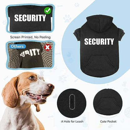 Dog Sweaters for Small Dogs Security Sweater Soft Brushed Fleece Pet Clothes Dog Hoodie Sweatshirt with Pocket(XS) - size: X-Small