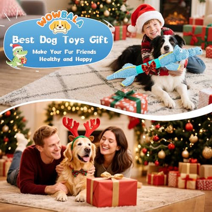 WOWBALA Interactive Tug of War Dog Toys for Small to Large Breeds-Squeaky Plush Puppy Toys with Crinkle Paper, Stuffed Chew Dog Toys to Keep Them Busy, Training Reward Gift (Blue) - color: Blue