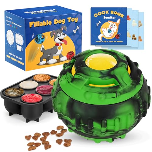 Dog Toys for Boredom - Frozen Treats Toy, Dog Toy Refillable Freezable Dog Food, Reduces Anxiety Chew Toy, Easy to Clean Interactive Dog Puzzle Toys, Treats Dispensing Dog Toys, 4-IN-1 Enrichment Toys - color: Green