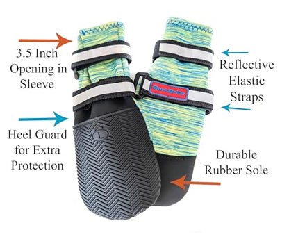 All Weather Neoprene Paw Protector Dog Boots with Reflective Straps in 5 Sizes! (Turquoise Large) - size: Large