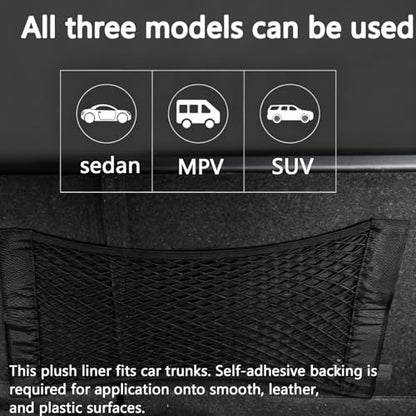 2PCS Car Cargo Net with Adhesive Tape,Storage Mesh Pocket(9.8×23.6in) - size: 23.6*9.8in