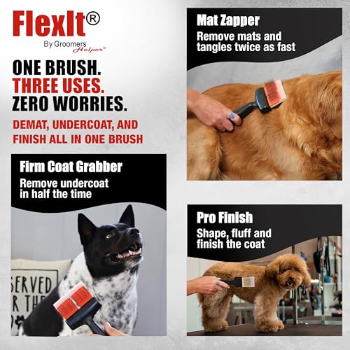 FlexIt Home - Flexible Slicker Brush for Dogs (Single, Firm Flex) | Dog Grooming Brush for Poodles, Golden Doodles, Huskies, Retrievers, and Labradoodles | 3-in-1 System & Video Trainings - color: Firm Flex - Single