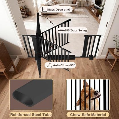 30-41 Inch Extra Wide Outdoor Baby Gate/Dog Gate, Indoor Pet Gate for Doorways, Hallways and Stairs No Drilling, Auto Close, Pressure Mounted Safety gate for Babies,Pets, Black - size: Black 30-40inches wide
