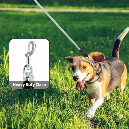 Mile High Life Dog Leash, Rope Leash with Genuine Leather Connection and Heavy Duty Metal Clasp, Great for Small Medium Large Dogs(Green,48 Inch) - color: Leather Handle-Light Green, size: 48 Inch-1/2"