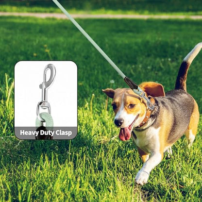 Mile High Life Dog Leash, Rope Leash with Genuine Leather Connection and Heavy Duty Metal Clasp, Great for Small Medium Large Dogs(Green,48 Inch) - color: Leather Handle-Light Green, size: 48 Inch-1/2"