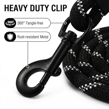 Dog Leash for Medium,Large and Small Dogs,Heavy Duty,Durable Rope,Lightweight Design for Walking,Training,and Outdoor Activities,Pack of 2 Leash,Black and Blue,6Ft,1/2 inch - color: 2PCS-Black+Blue