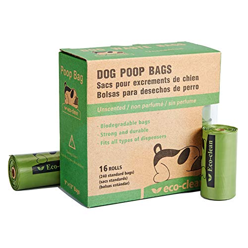 ECO-CLEAN Poop Bags Biodegradable, 16 Rolls/240 Bags, Dog Waste Bags, Unscented, Leak-Proof, Easy Tear- Off - color: 16 Rolls/240 Bags