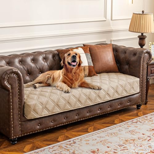 Ameritex Waterproof Dog Bed Cover Pet Blanket with Anti-Slip Back for Furniture Bed Couch Sofa - color: Beige, size: 30x70 Inch (Pack of 1)