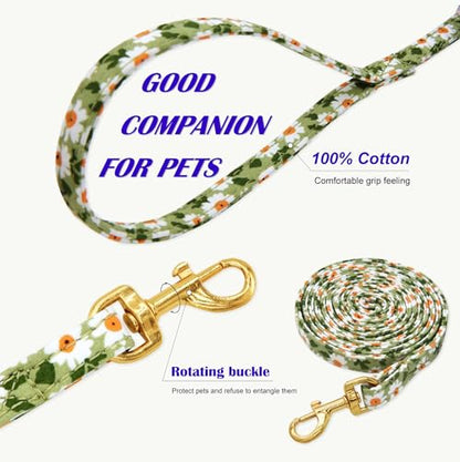 OaaXbbECco No Pull Floral Pattern Puppy Harness,Soft Adjustable Dog Harness Vest and Dog Leash Set No Choke Escape Proof (Green Daisy, XXS) - color: Green Daisy, size: XXS