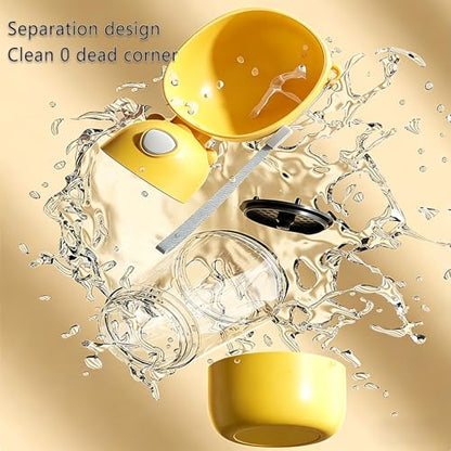 2-in-1 Dog Water Bottle, 400ML Water + 200ML Food Leak-Proof Pet Travel Water Dispenser with Detachable Bowl, BPA-Free Portable Dog Water Bottle for Walking, Hiking, Travel (Yellow) - color: yellow
