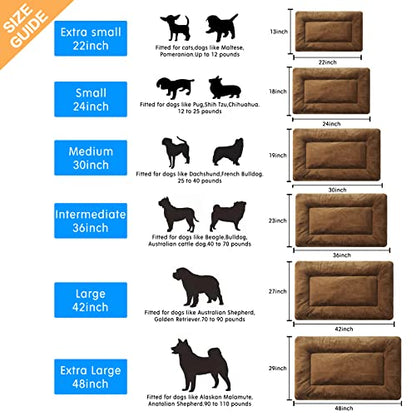 VERZEY Dog Bed, Ultra Soft Faux Fur Dog Crate Pad for Medium Dogs, 30inch, Brown, Machine Washable, Anti-Slip - color: brown, size: 30.0"L x 19.0"W x 1.0"Th