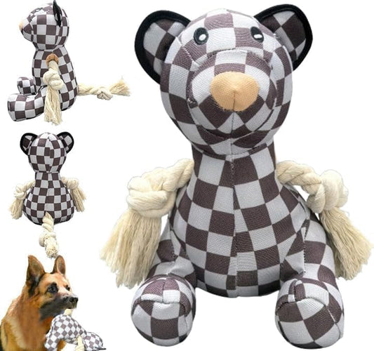 Indestructible Bear Dog Rope Toy with Rope for Aggressive Chewers, Tug of War Dog Toy Durable Chew-Resistant Interactive Ball for All Breeds (Grey Bear) - color: Grey Bear