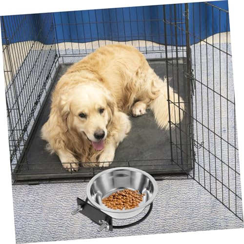 Hemoton Space-Saving Wall-Mounted Dog Bowl Raised Cat Bowls Pet Feeder Station Dog Food Holder Stainless Steel