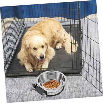 Hemoton Space-Saving Wall-Mounted Dog Bowl Raised Cat Bowls Pet Feeder Station Dog Food Holder Stainless Steel