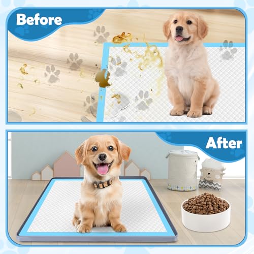 Dog Pee Pad Holder, Dog Potty Tray Silicone Puppy Pad Holder Tray Fits for 34" x 22" Training Pads, Puppy Potty Tray No Spill Raised Lip High Edge for Floor Protection (Dark Grey)