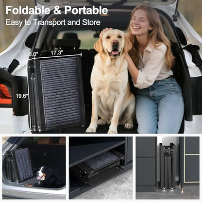 71" X-Long & 20" Wider Folding Dog Ramps for Car Portable Sturdy Dog Ramps for Large Dogs with Non-Slip Rug Surface Dog Car Ramp for SUV Car & Truck, Outdoor Dog Ramp Up to 270LBS - size: Upgraded 71" L x20" W