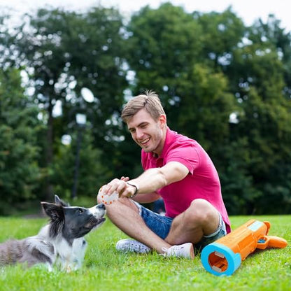 ALL FOR PAWS Dog Ball Launcher, Dog Ball Blaster with 3 ETPU Balls, Interactive Thrower for Medium to Large Dogs, Play Fetch Toy for Dogs for Outdoor Exercise