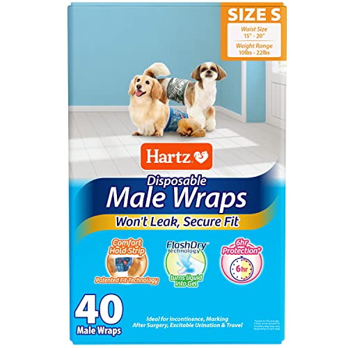 Hartz Disposable Male Dog Wraps, Size S 40 count, Comfortable & Secure Fit, Easy to Put On - size: S Male Wrap