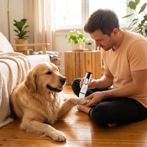 2026 Upgraded Pet Nail Grinder for Dogs & Cats, 5-Speed Quiet Dog Nail Trimmer with LED Light, 45dB Low Noise Painless Paw Grooming for Small Medium Large Pets (White)