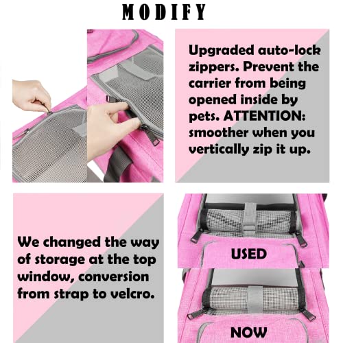 GAPZER Pet Carrier for Large and Medium Cats, Soft-Sided Pet Carrier for Big Medium Cats and Puppy Dog Carriers Cat Carriers, Pet Privacy Protection Travel Carrier - color: Pink