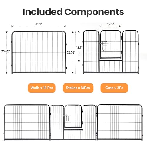 Simple Deluxe Dog Playpen Outdoor Indoor, 24 Inch 16 Panels Dog Fence for Small Dogs Puppy, Perfect Dog Pen for Camping, Yard, RV, Garden Fence, Black - size: 24 Inch 16 Panels
