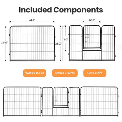 Simple Deluxe Dog Playpen Outdoor Indoor, 24 Inch 16 Panels Dog Fence for Small Dogs Puppy, Perfect Dog Pen for Camping, Yard, RV, Garden Fence, Black - size: 24 Inch 16 Panels