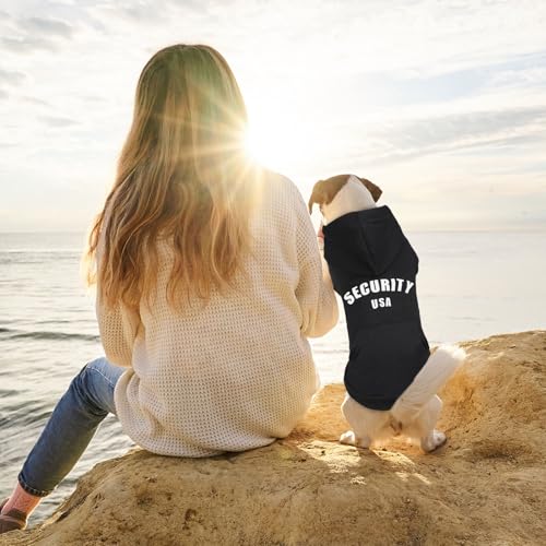 Dog Sweaters for Small Dogs Security Dog Hoodie Warm Cozy Brushed Fleece Interior Clothes with Pocket Hoodie for Small Dogs Puppy Sweatshirt(S) - size: Small