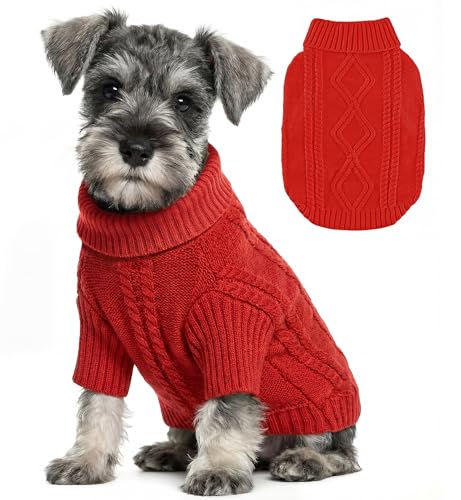 Small Dog Sweater Clothes Pullover Knitted Dog Coat Sweaters for Small Dogs Cats Girl Boy Thick Warm Puppy Clothes for Chihuahua Yorkie Bulldog Christmas Cold Weather Pet Outfits