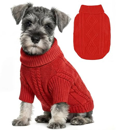Small Dog Sweater Clothes Pullover Knitted Dog Coat Sweaters for Small Dogs Cats Girl Boy Thick Warm Puppy Clothes for Chihuahua Yorkie Bulldog Christmas Cold Weather Pet Outfits