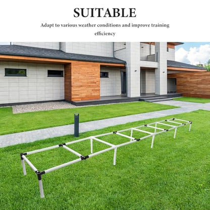 1 Set Agility Ladder for Dogs, Puppy Agility Training Hurdles Kit Plastic Ladder, Portable Small Pet Training Equipment for Backyard Activity 11ft X 15.7in X 7.8in
