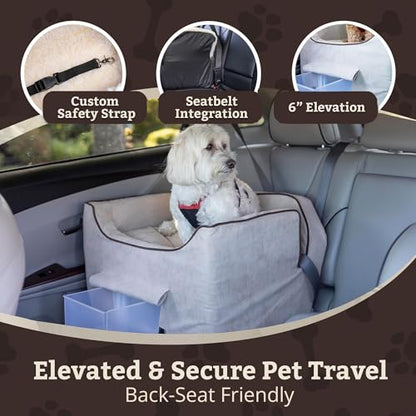 Snoozer Luxury Lookout Pet Car Seat, Medium Luxury II, Buckskin with Java - color: Buckskin with Java, size: Medium