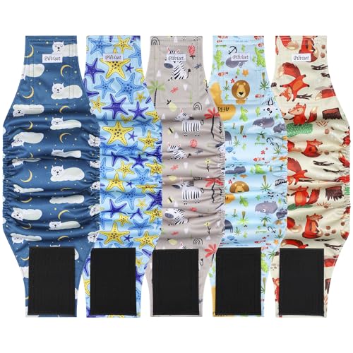 5 Pack Dog Diapers Male Reusable, Premium Belly Bands for Male Dogs, High Absorbing Male Dog Pee Wraps for Doggie in Incontinence or Excitable Urination and Training,Animal,XS - color: Cute Animal, size: XS